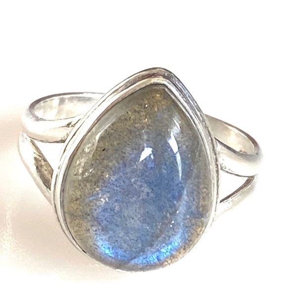 Labradorite Sterling 925 Ring Size 9 Artisan Flaw chip on the side - Picture 5 of 16